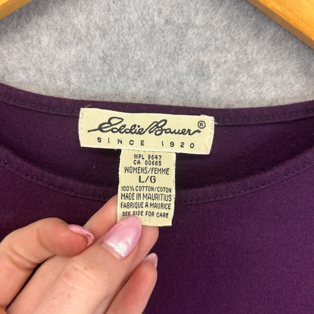 Eddie Bauer Womens Purple Cotton Long Sleeve Crewneck Shirt Basic Top Size Large - Picture 3 of 10